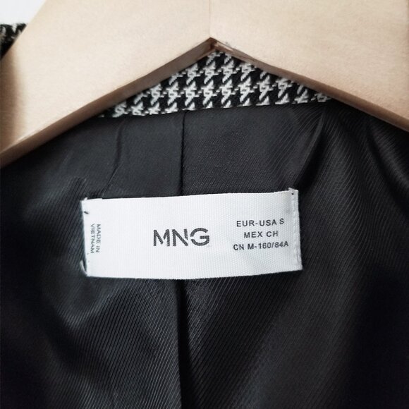 Mango Houndstooth Oversized Blazer Jacket S Gray Single Button Preppy Academia - Picture 11 of 16